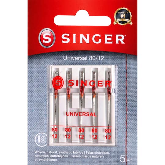 Singer; SINGER® Size 80/12 Universal Regular Point Sewing Machine Needles, 5ct.; Category:Needles; Image:1